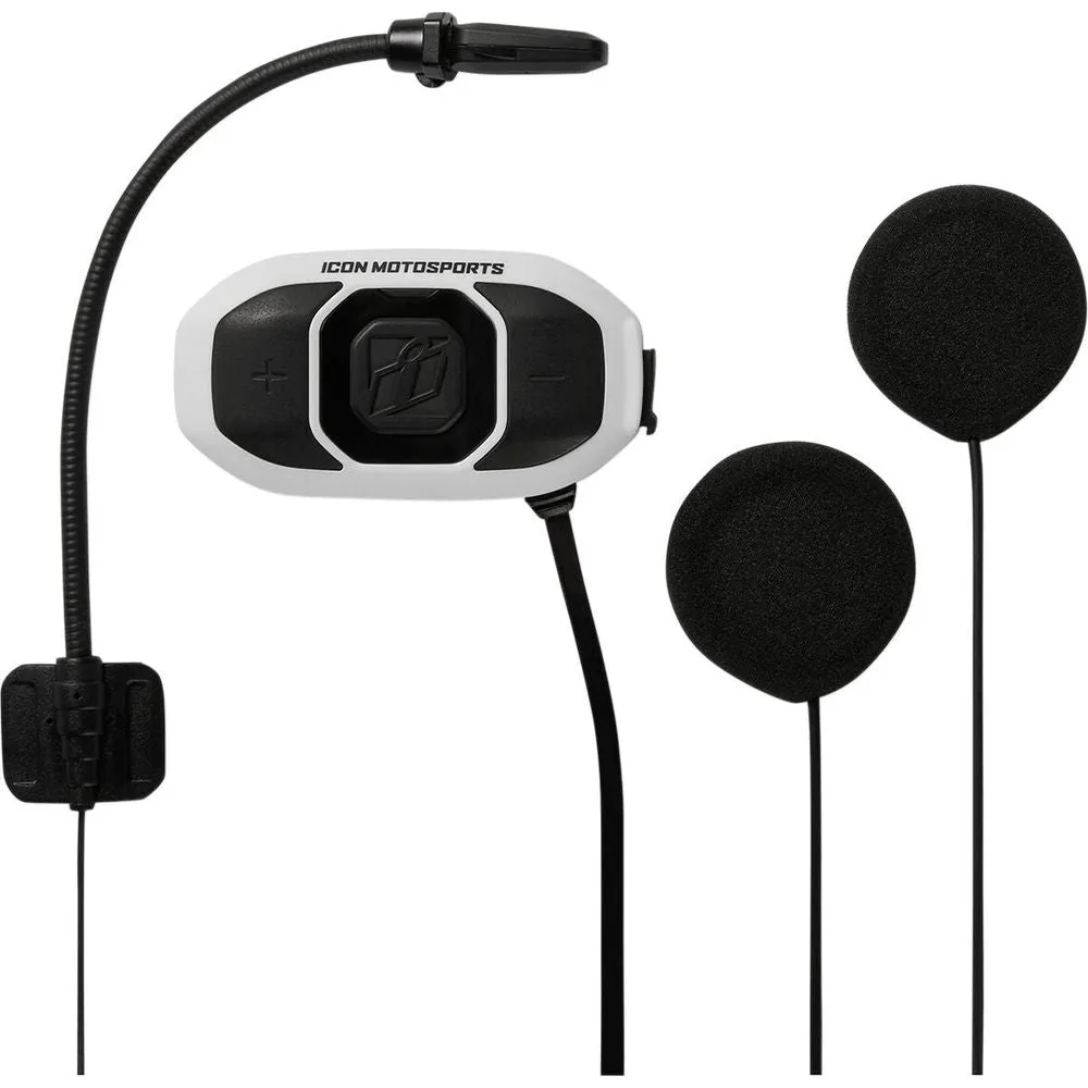 Icon RAU Communicator Helmet Headset Intercom System Black / White