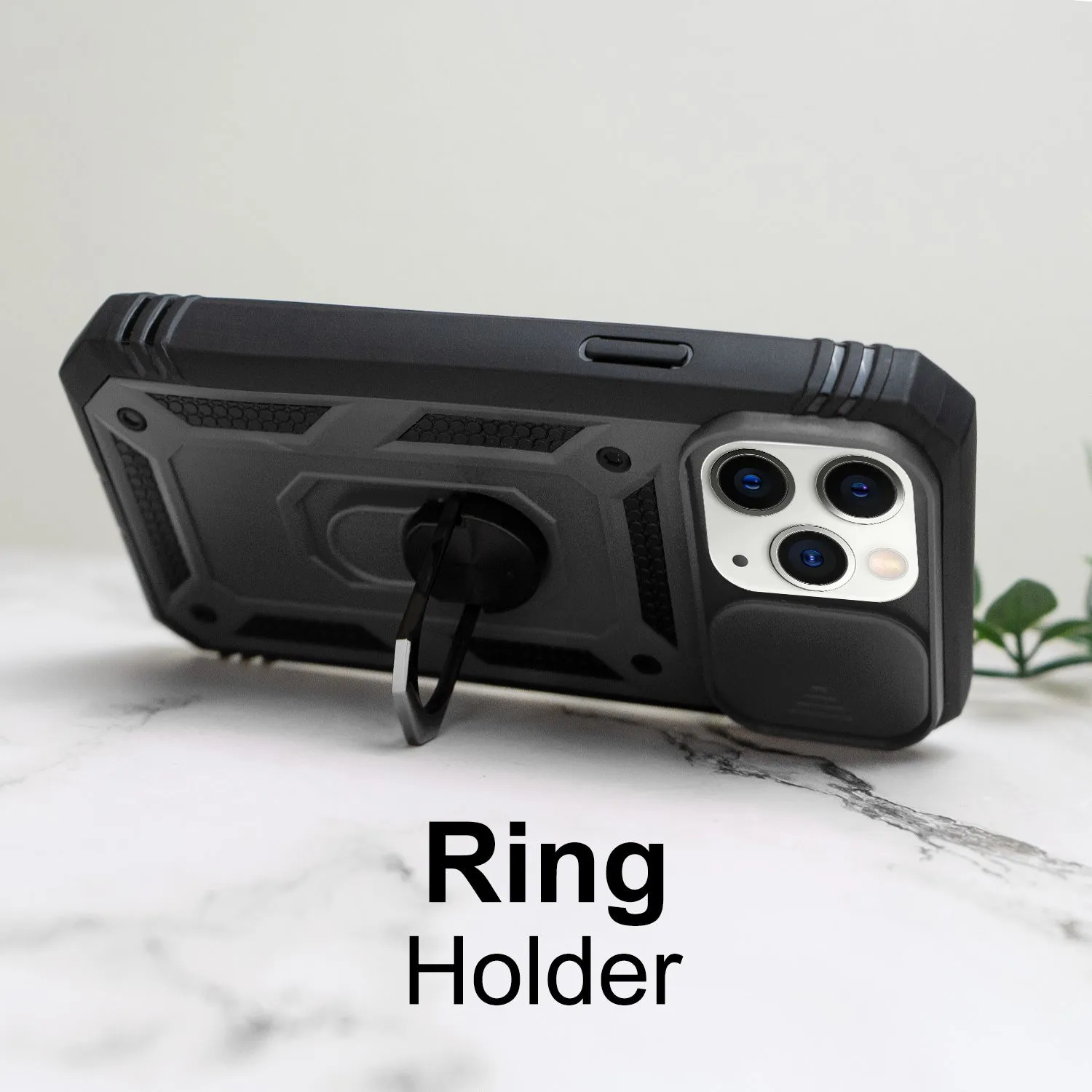 iPhone 11 Pro Case - Heavy-Duty, Ring Holder, Camera Cover