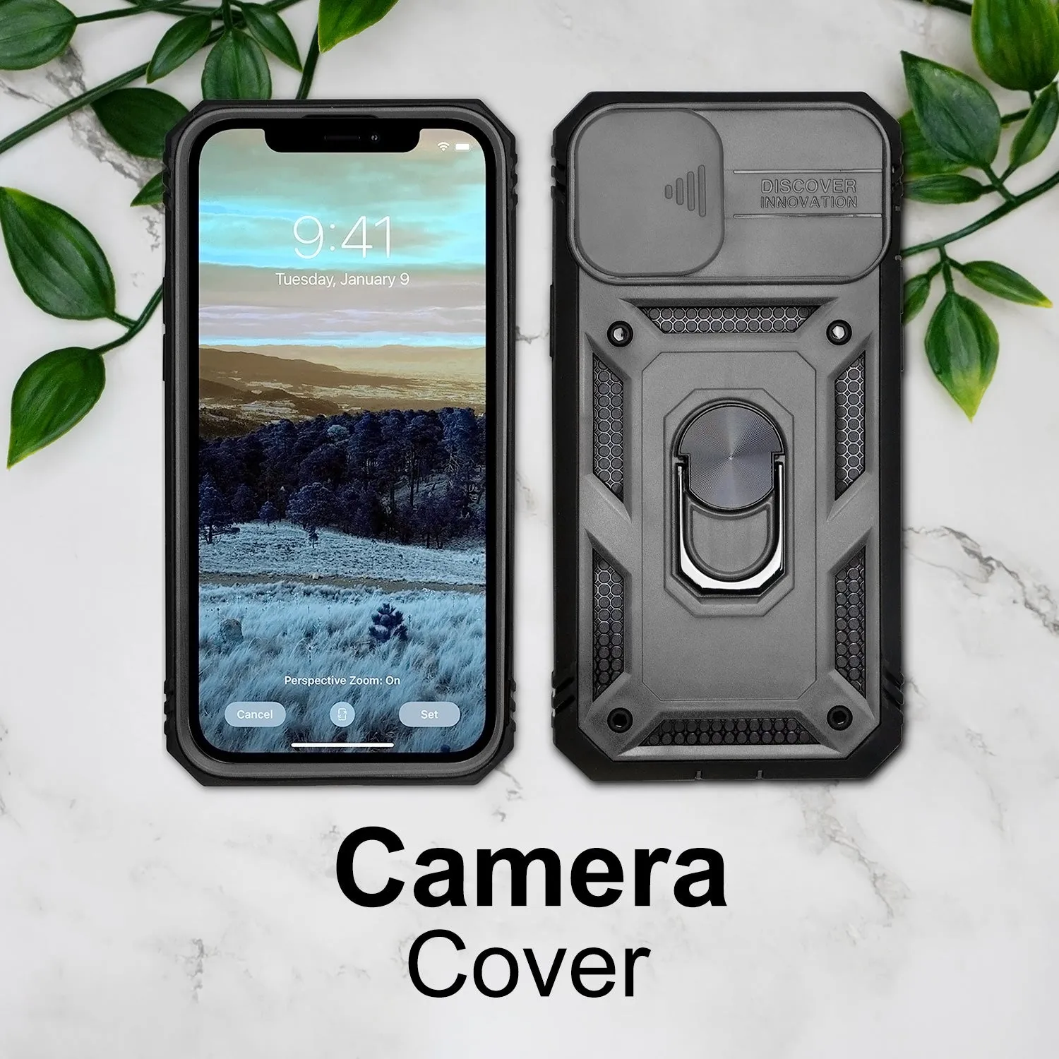 iPhone 12 Pro Case - Heavy-Duty, Ring Holder, Camera Cover