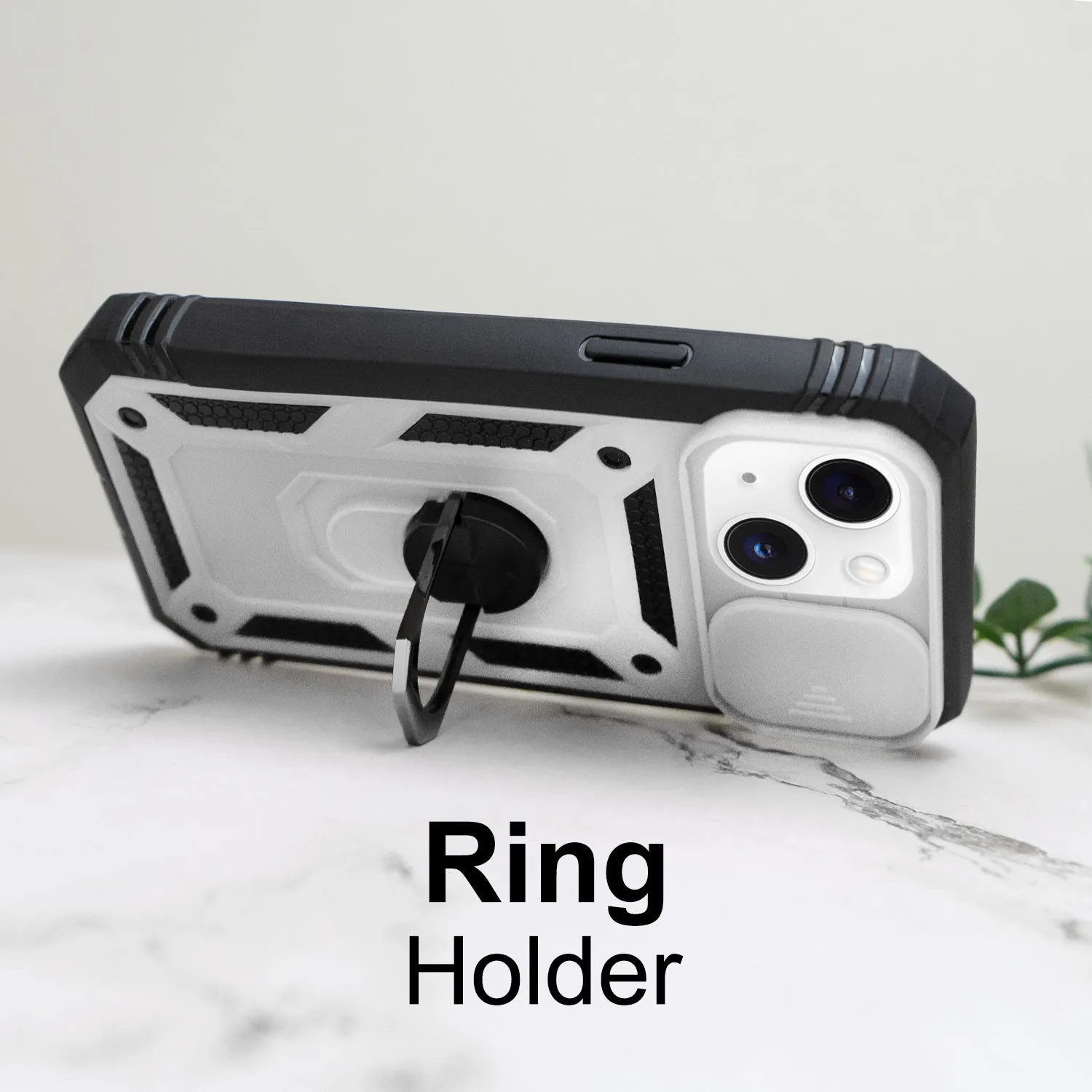 iPhone 13 Case - Heavy-Duty, Ring Holder, Camera Cover