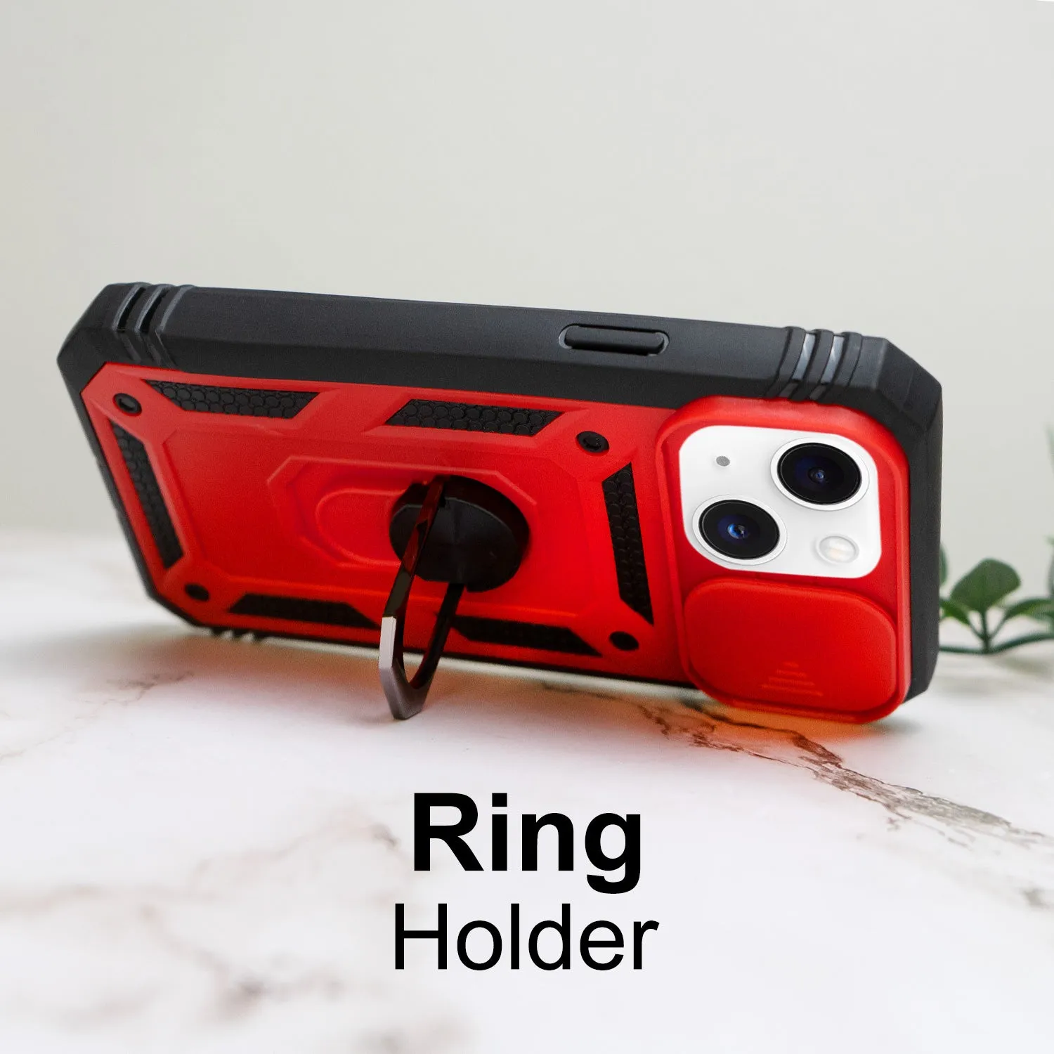 iPhone 13 Case - Heavy-Duty, Ring Holder, Camera Cover