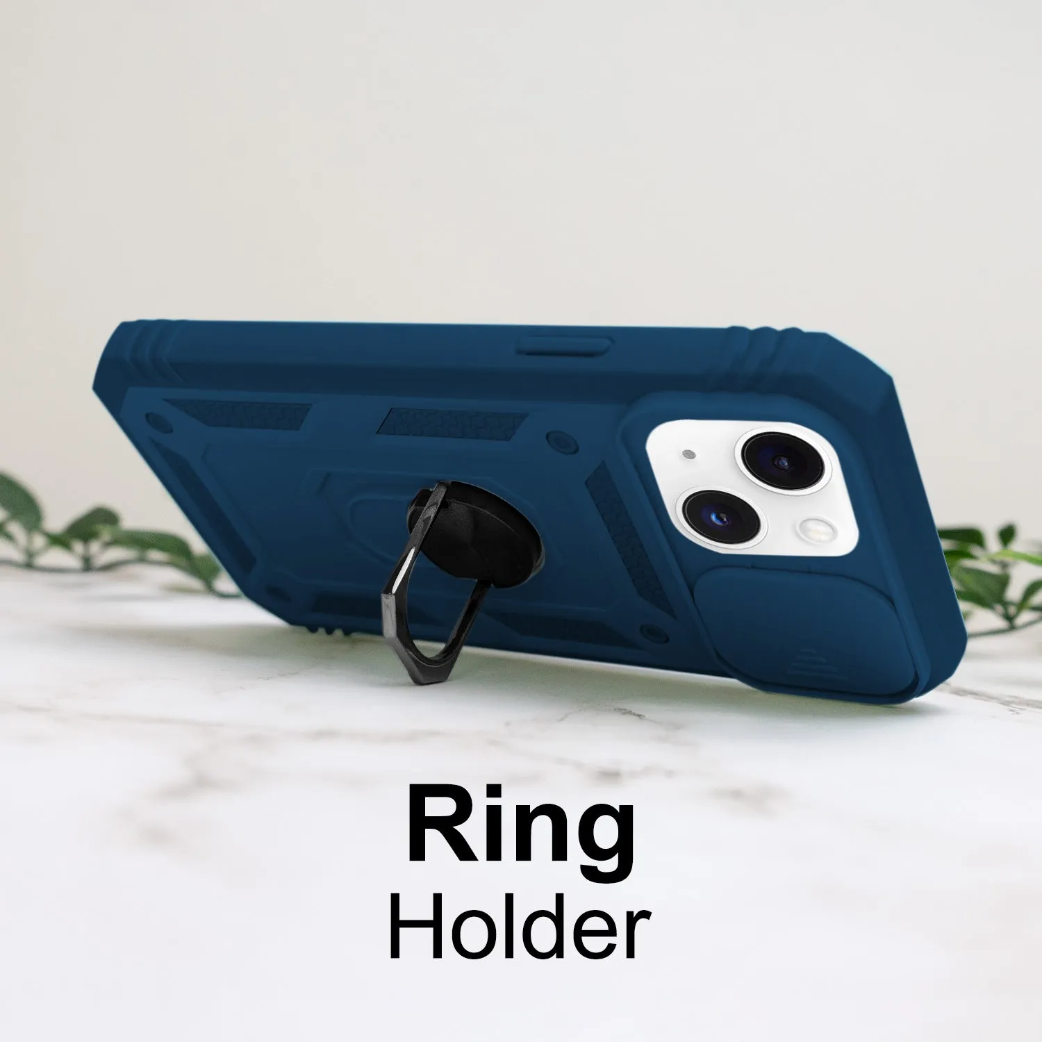 iPhone 13 Case - Heavy-Duty, Ring Holder, Camera Cover