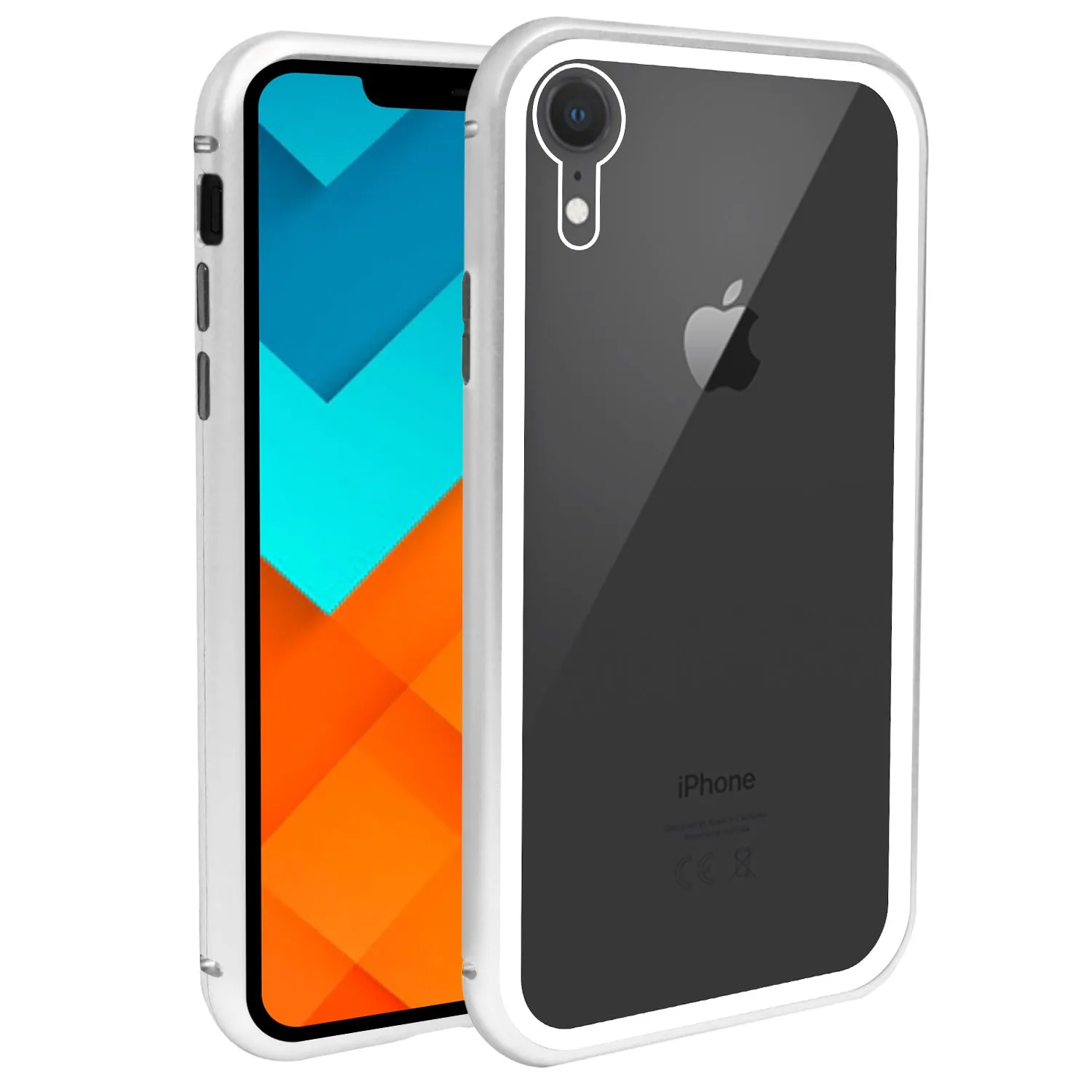 iPhone XR Case -  Magnetic Frame, Tempered Glass Back