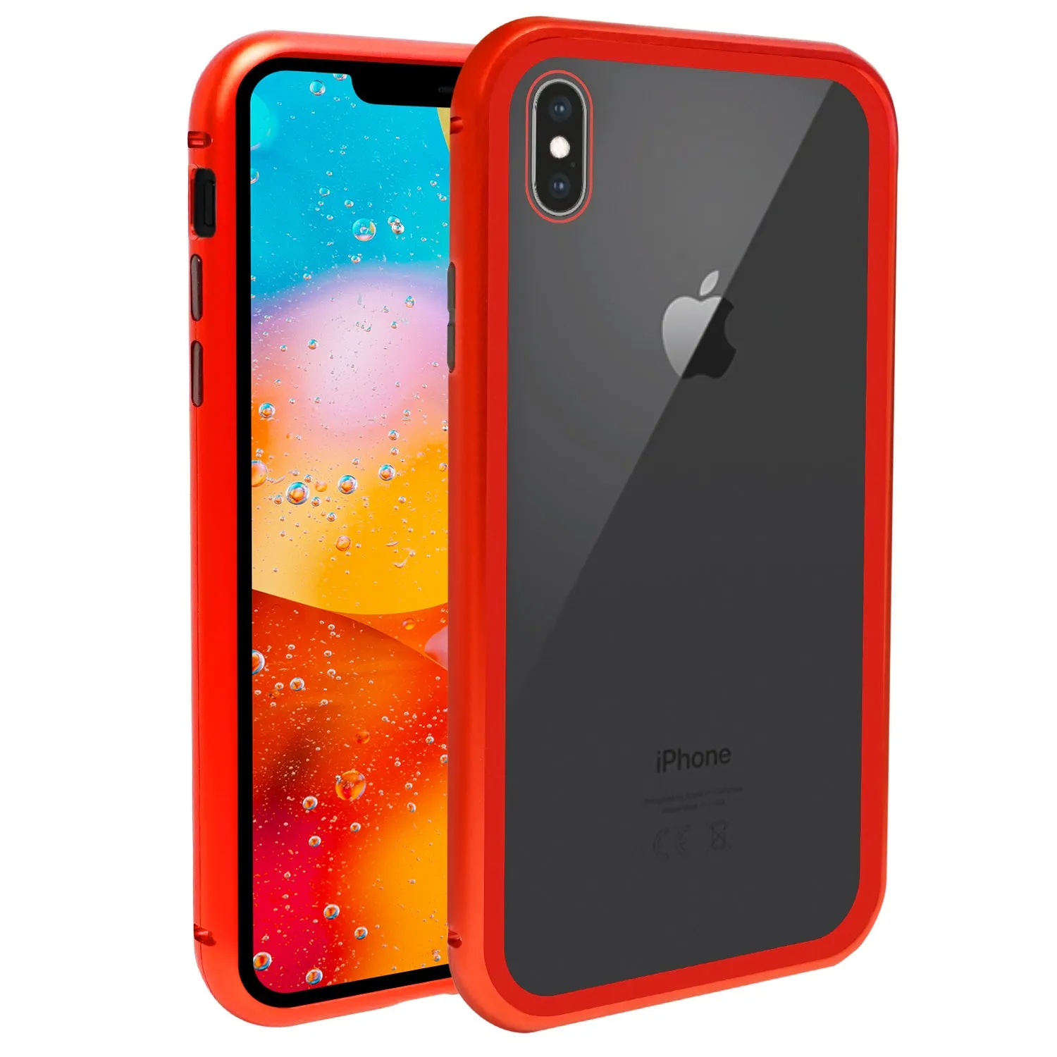 iPhone XS Max Case -  Magnetic Frame, Tempered Glass Back