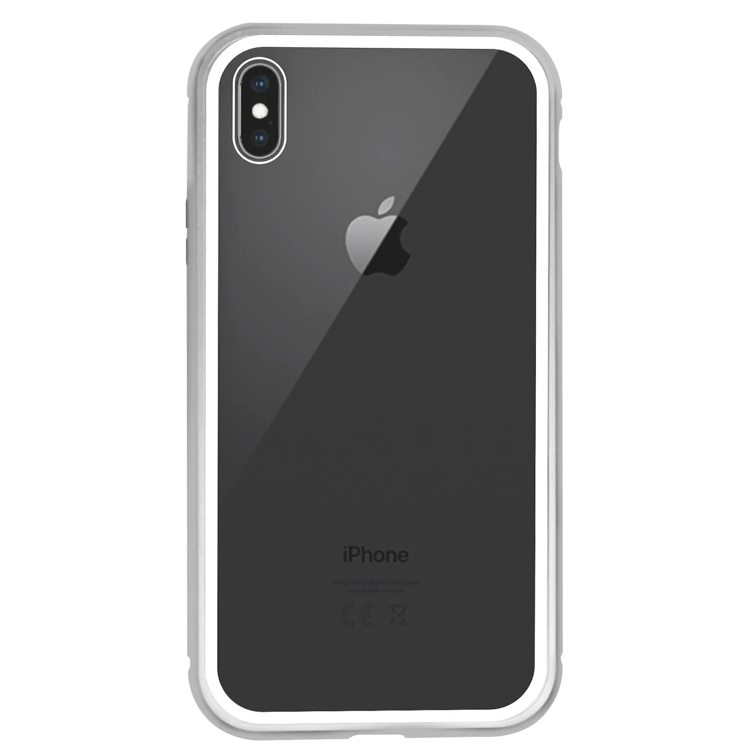 iPhone XS Max Case -  Magnetic Frame, Tempered Glass Back