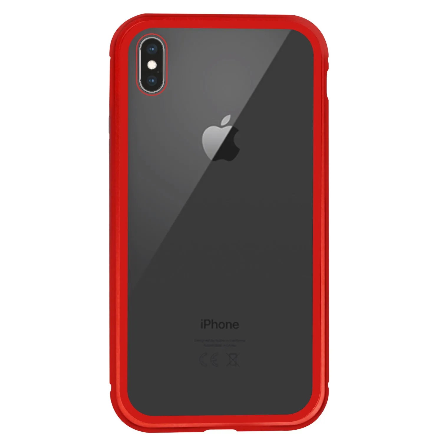 iPhone XS Max Case -  Magnetic Frame, Tempered Glass Back