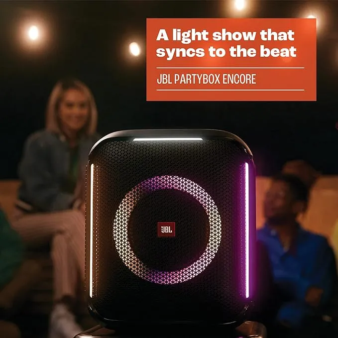 JBL Partybox Encore Portable Party Speaker with Digital Wireless Mic, 100W Powerful Sound, Dynamic Light Show, IPX Splash Proof, 10 Hours of Playtime, Multisource Playback