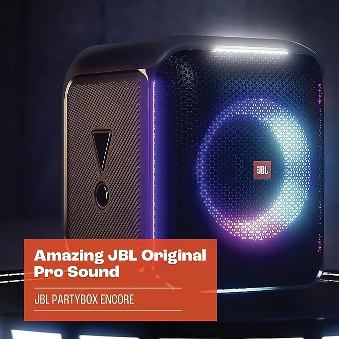 JBL Partybox Encore Portable Party Speaker with Digital Wireless Mic, 100W Powerful Sound, Dynamic Light Show, IPX Splash Proof, 10 Hours of Playtime, Multisource Playback