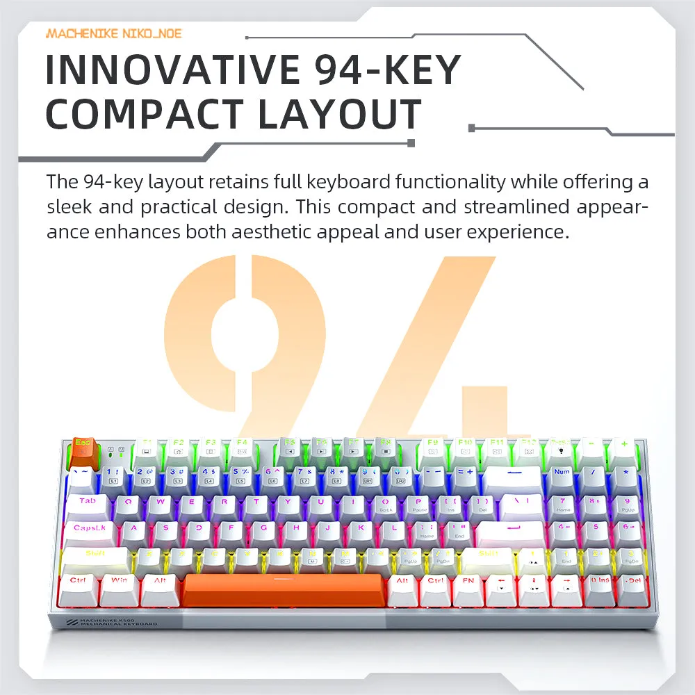 K500-B94 Mechanical Gaming Keyboard with RGB Mixed Lighting - Wired, High-Performance