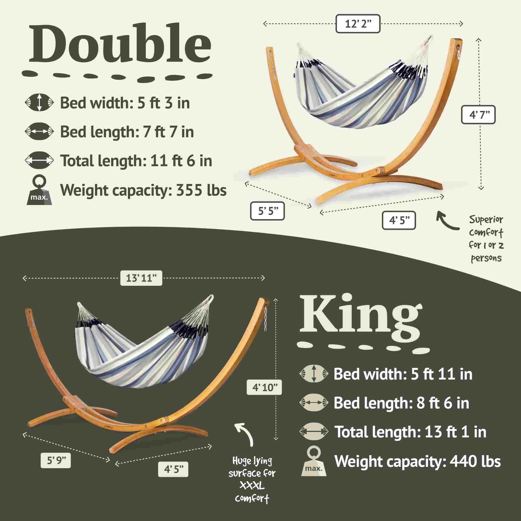 LA SIESTA Brisa Double Classic Swing Hammock (W 160 cm)