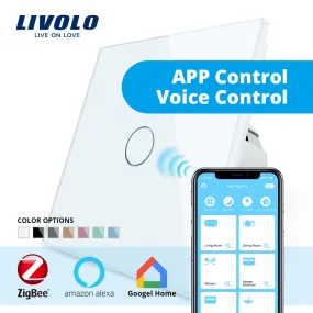 Livolo EU Standard Zigbee Smart Home Wall Touch Switch, Touch WiFi APP Control, google home control , Alexa, echo control