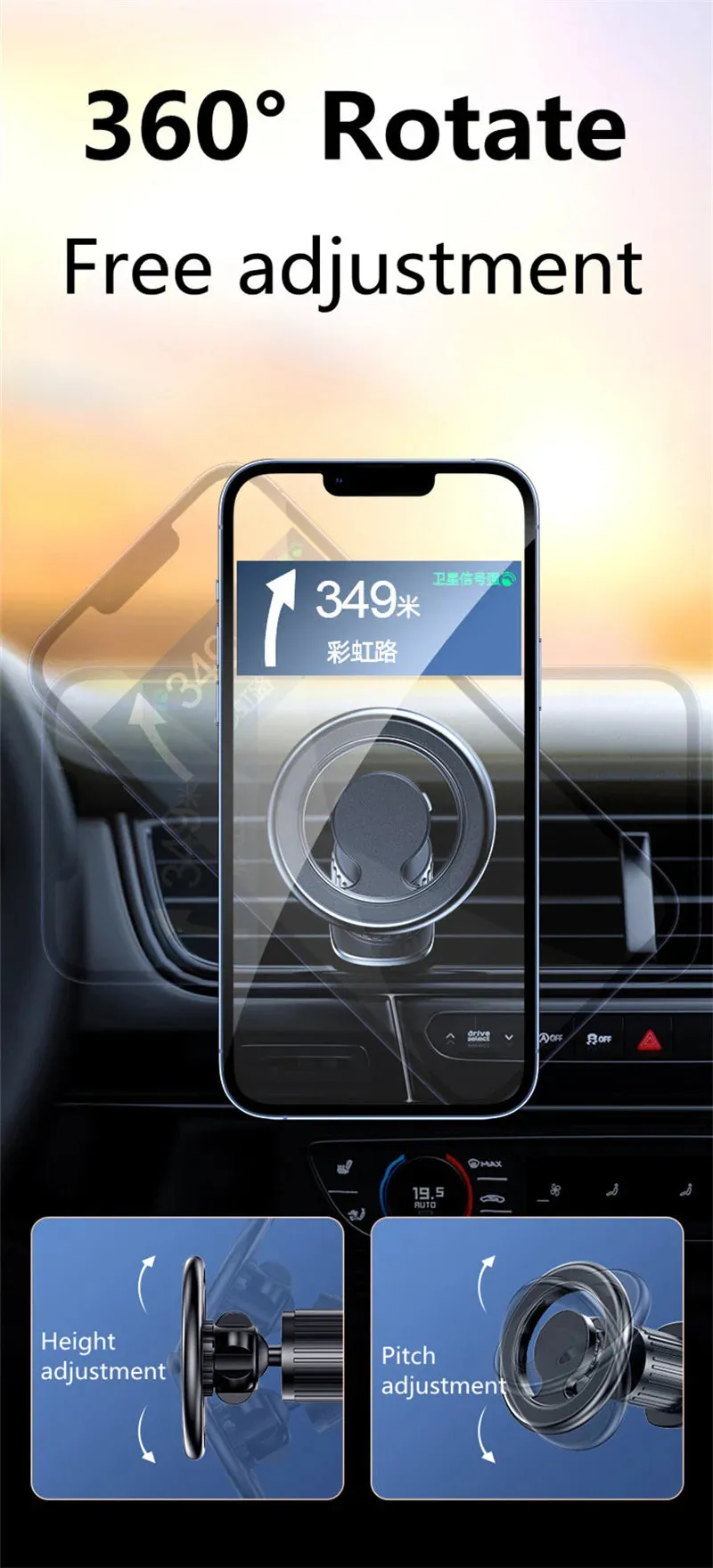 Magnetic Car Phone Holder Stand Magnet Car Mount Support GPS Mobile Bracket in Car For Macsafe iPhone 15 14 13 12 Samsung Xiaomi