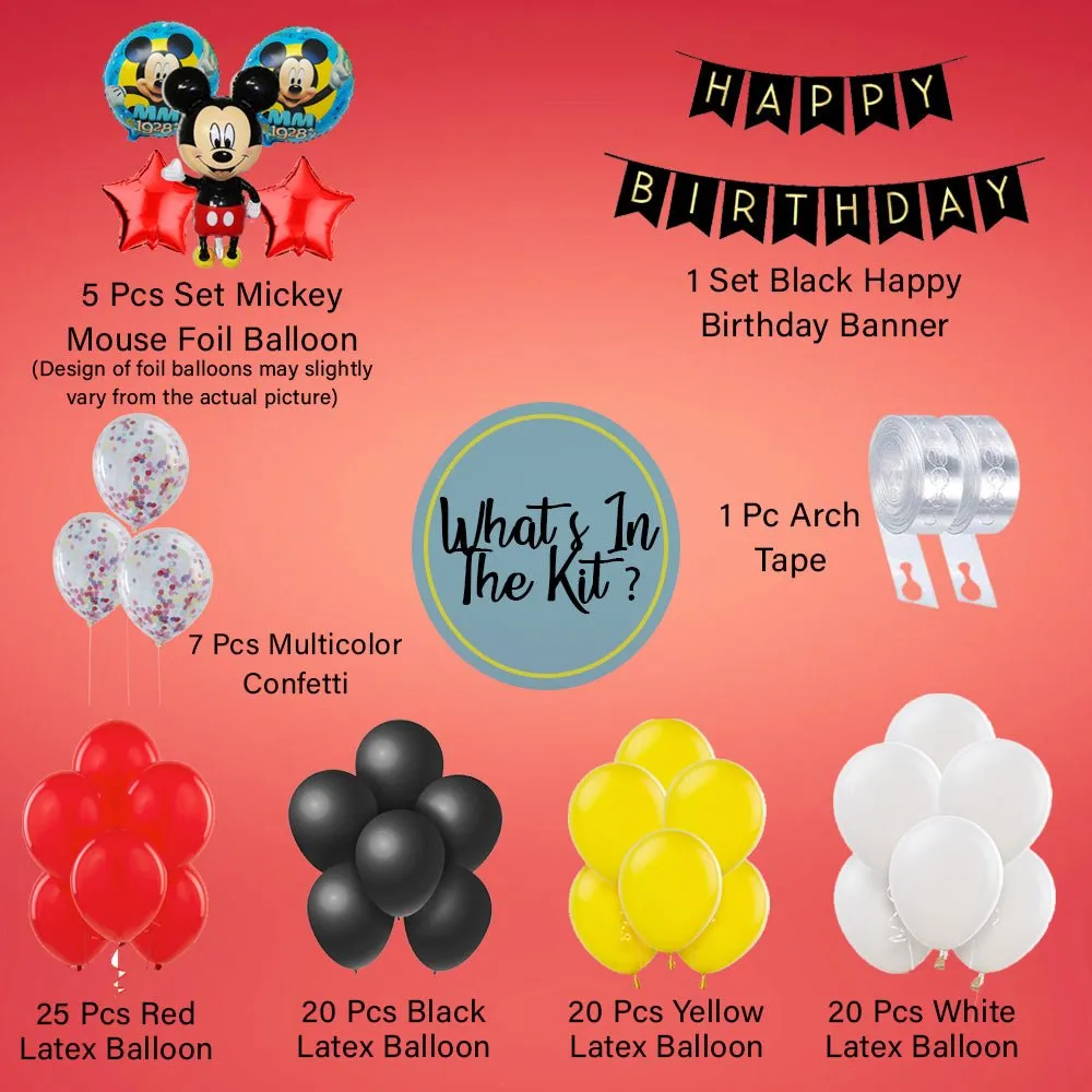 Mickey Mouse Birthday Decorations Items 99Pcs - Balloons for Bday Decoration