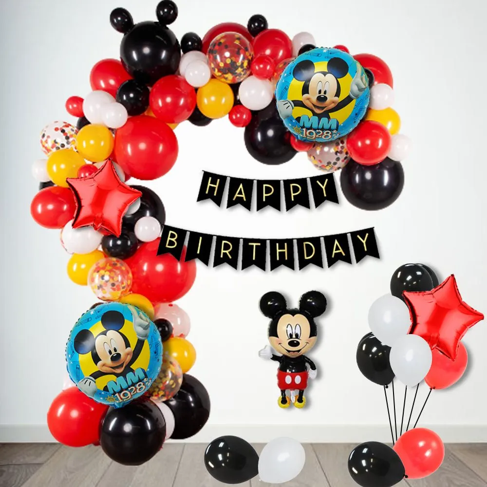 Mickey Mouse Birthday Decorations Items 99Pcs - Balloons for Bday Decoration