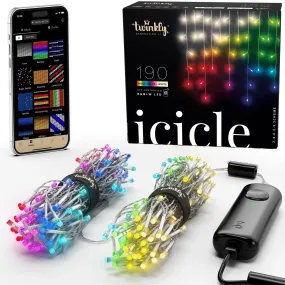 modern Icicle App-Controlled Smart 190 Multicolor RGB LED Christmas Lights Multicolor   White