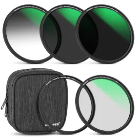 NEEWER 5-in-1 Magnetic Lens Filter Kit (1/4 Black Diffusion GND8 ND8 ND64 Ring)