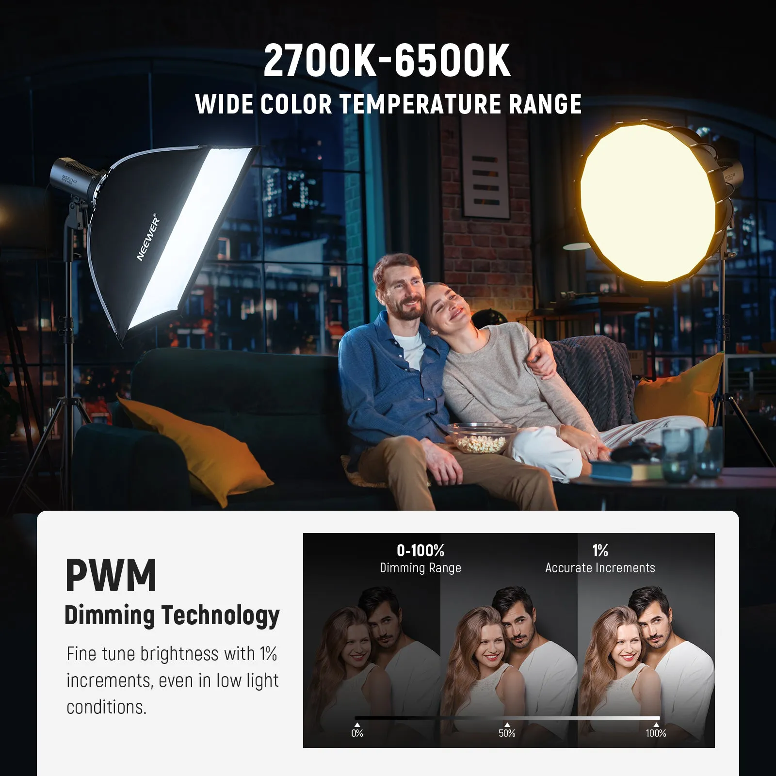 NEEWER MS150B 130W Bi-Color Portable LED Video Light