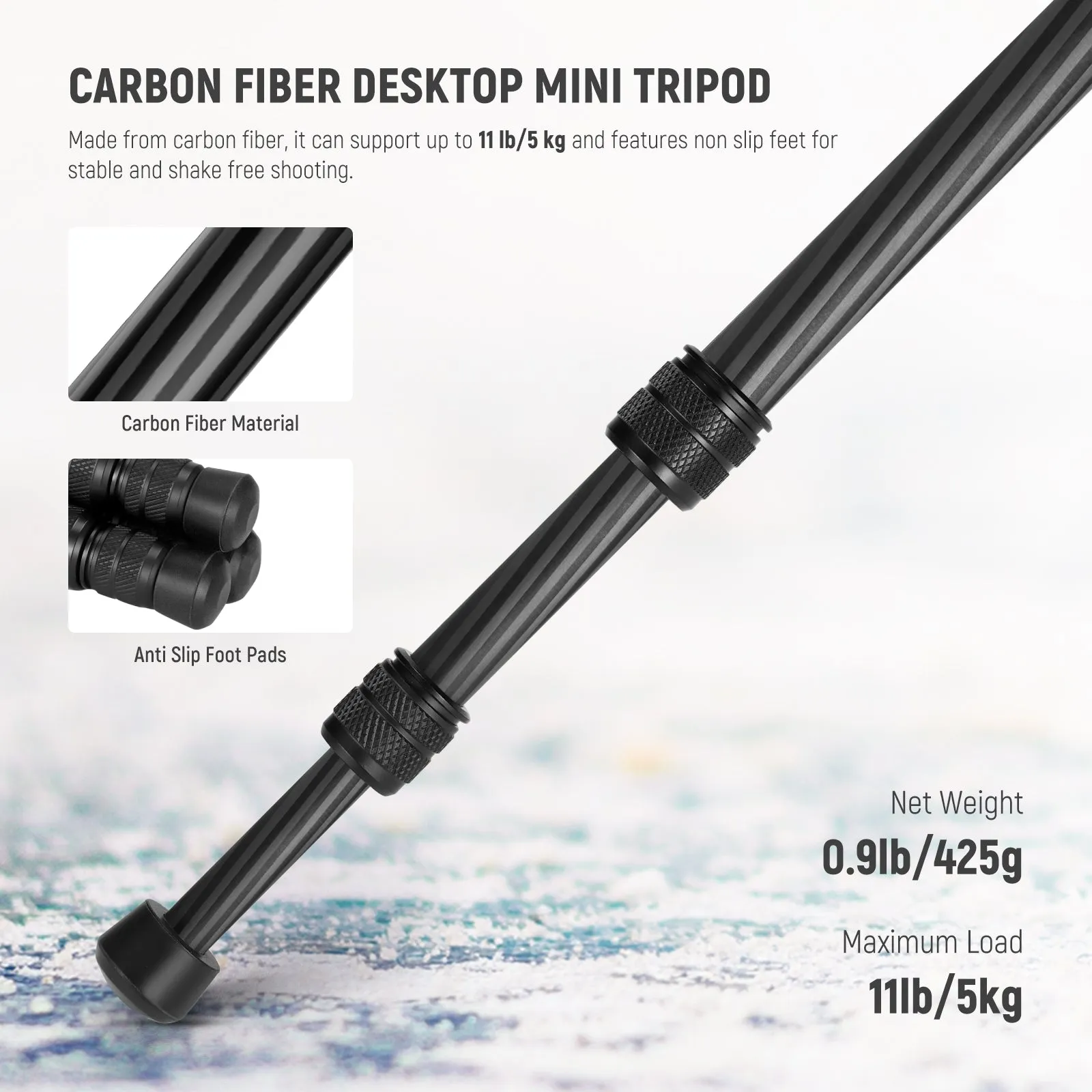 NEEWER TP09 20" Carbon Fiber Mini Tripod