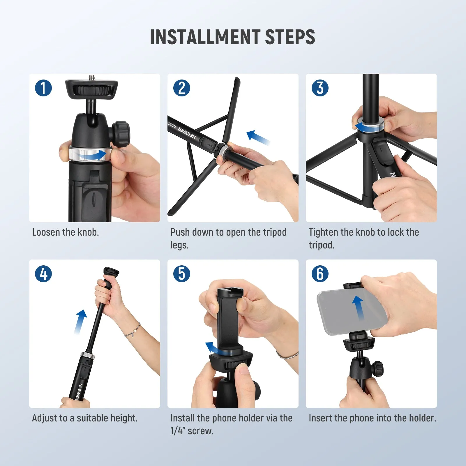 NEEWER TS05 65.2" All Metal Phone Tripod with Remote