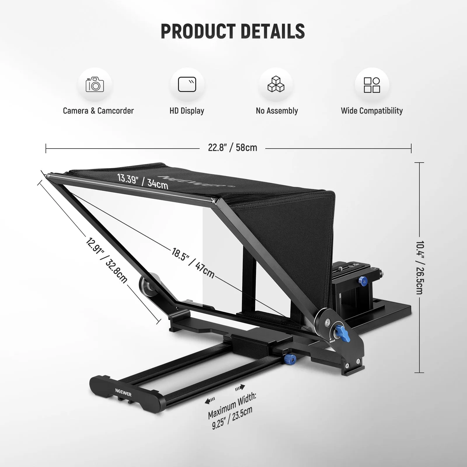 NEEWER X17 II Teleprompter with RT113 Remote/APP Control