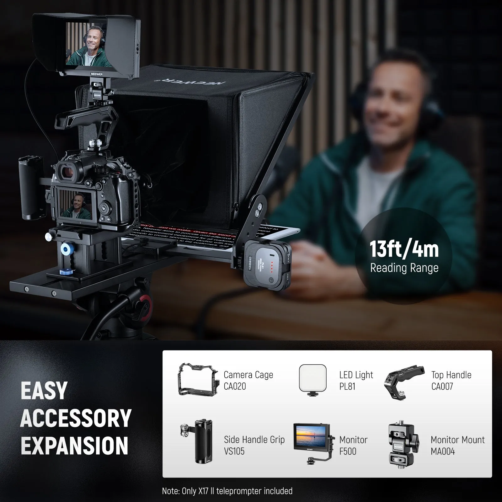 NEEWER X17 II Teleprompter with RT113 Remote/APP Control