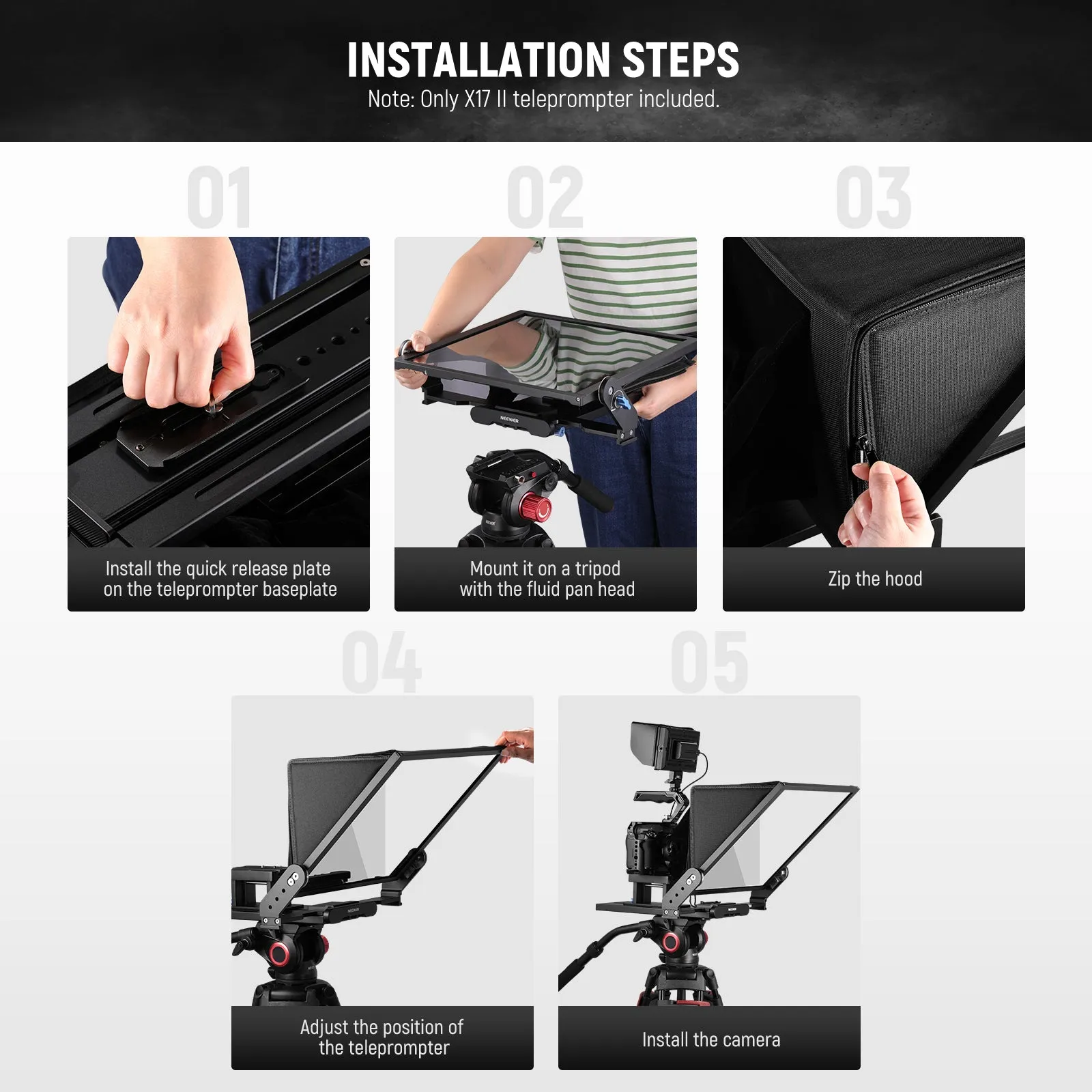 NEEWER X17 II Teleprompter with RT113 Remote/APP Control