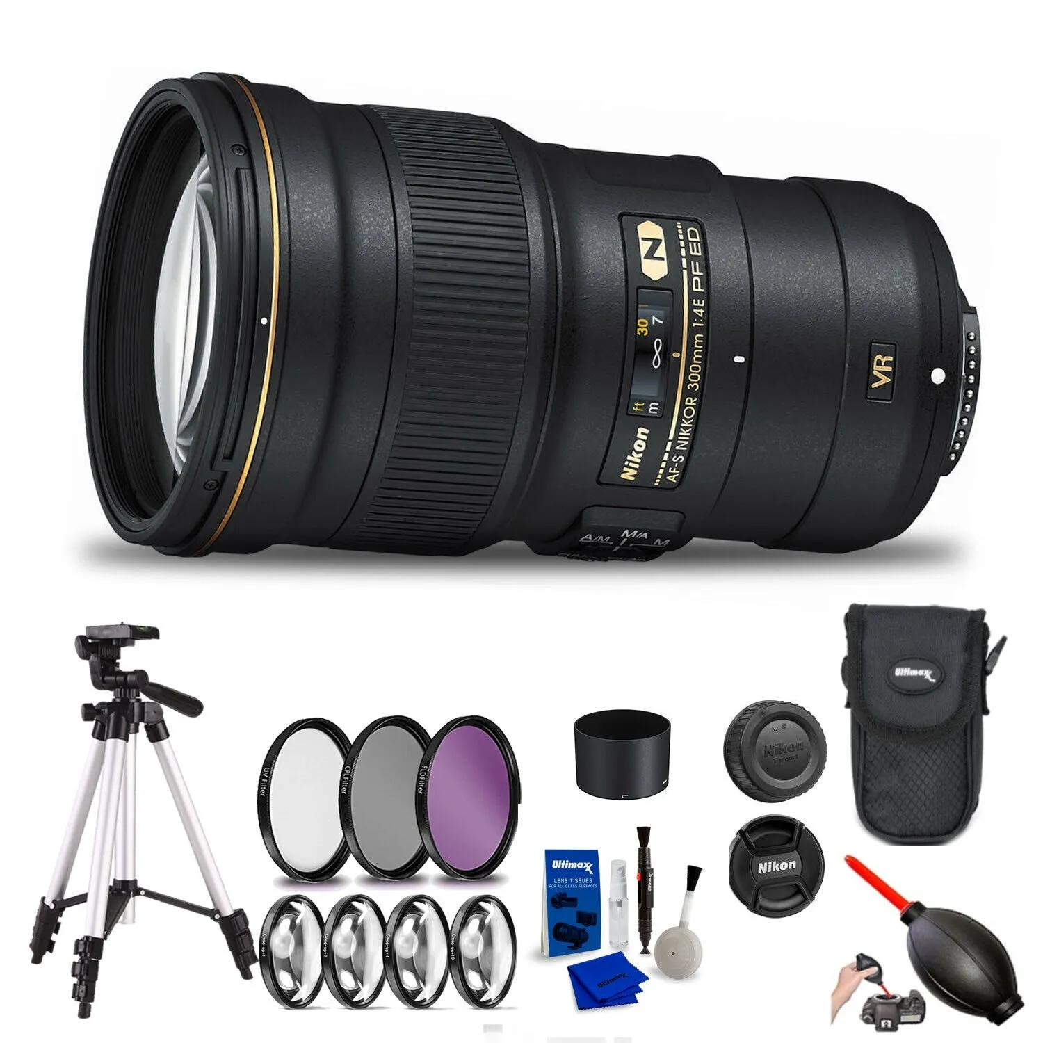 Nikon AF-S NIKKOR 300mm f/4E PF ED VR Lens Includes Filter Kits   Tripod And More