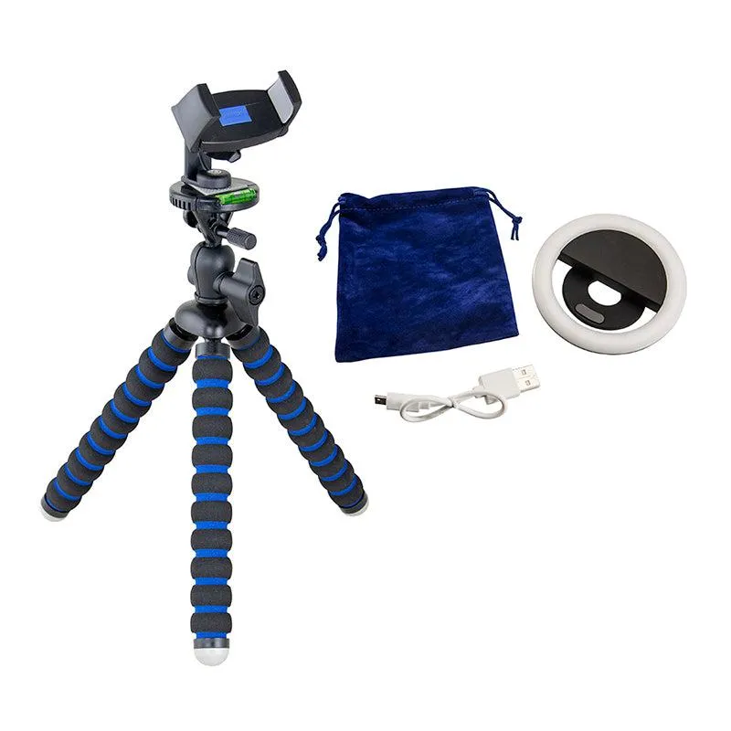 Phone Tripod Mount and LED Ring Light Bundle