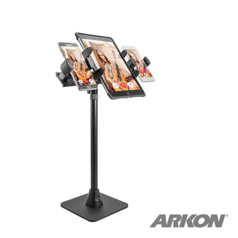 TW Broadcaster TriStreamer Slim-Grip® Tablet and Dual RoadVise® Phone Countertop or Desk 29-Inch Stand