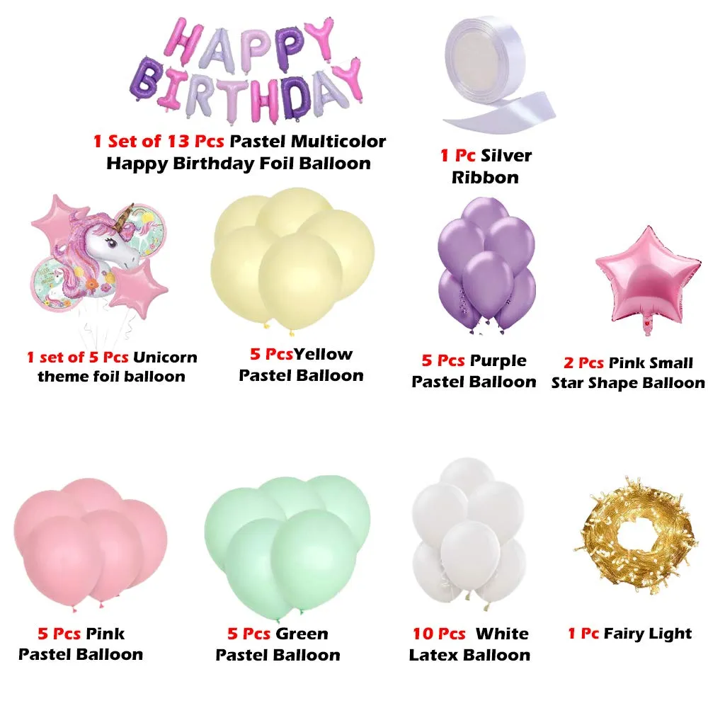 Unicorn Kids Birthday Decoration  52 Pcs