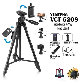 Yunteng VCT5208 Aluminum Tripod with 3-Way Head Stand | HR94BK